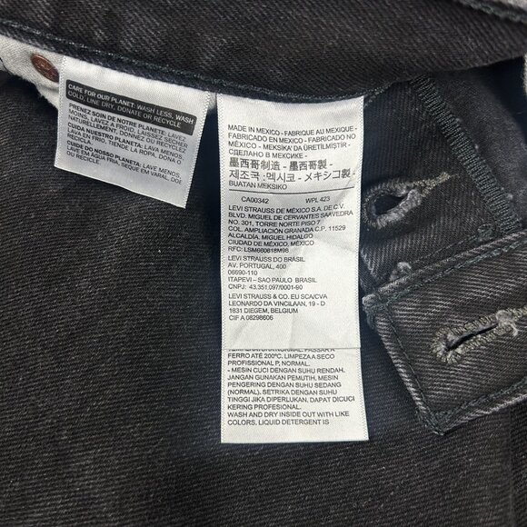 Levi's 501 Original Straight Button Fly Jeans Mens 34x32 Black Five Pocket Cotto - Picture 4 of 8